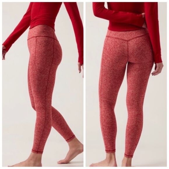 Athleta Salutation Stash Pocket Softluxe Tight Red M - Picture 1 of 5